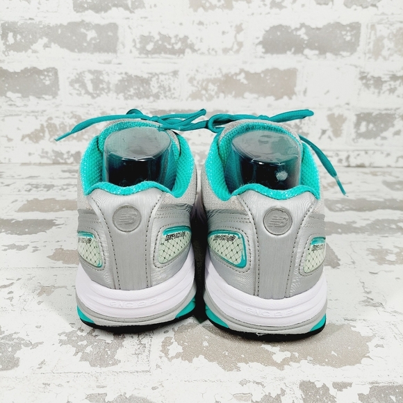 New Balance Teal Gray Lace-Up Mesh Running Athleisure Sneakers I586 - Picture 4 of 8